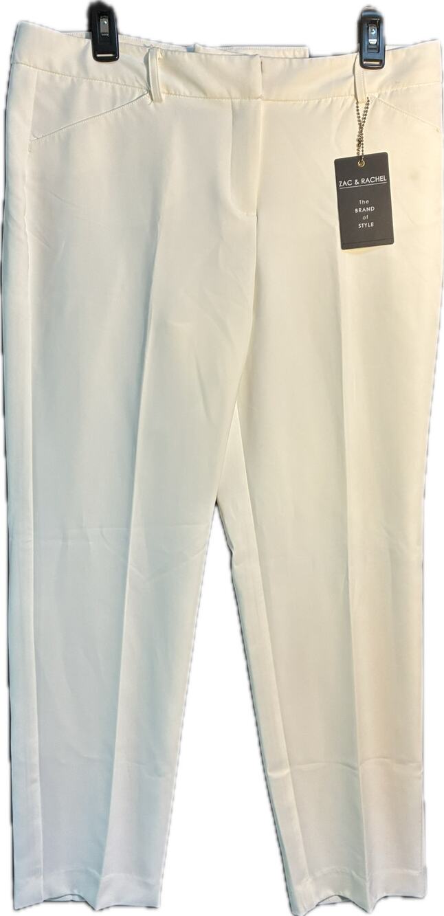 Zac & Rachel Women’s Stretch Geometric Straight Leg Pants Ivory 12